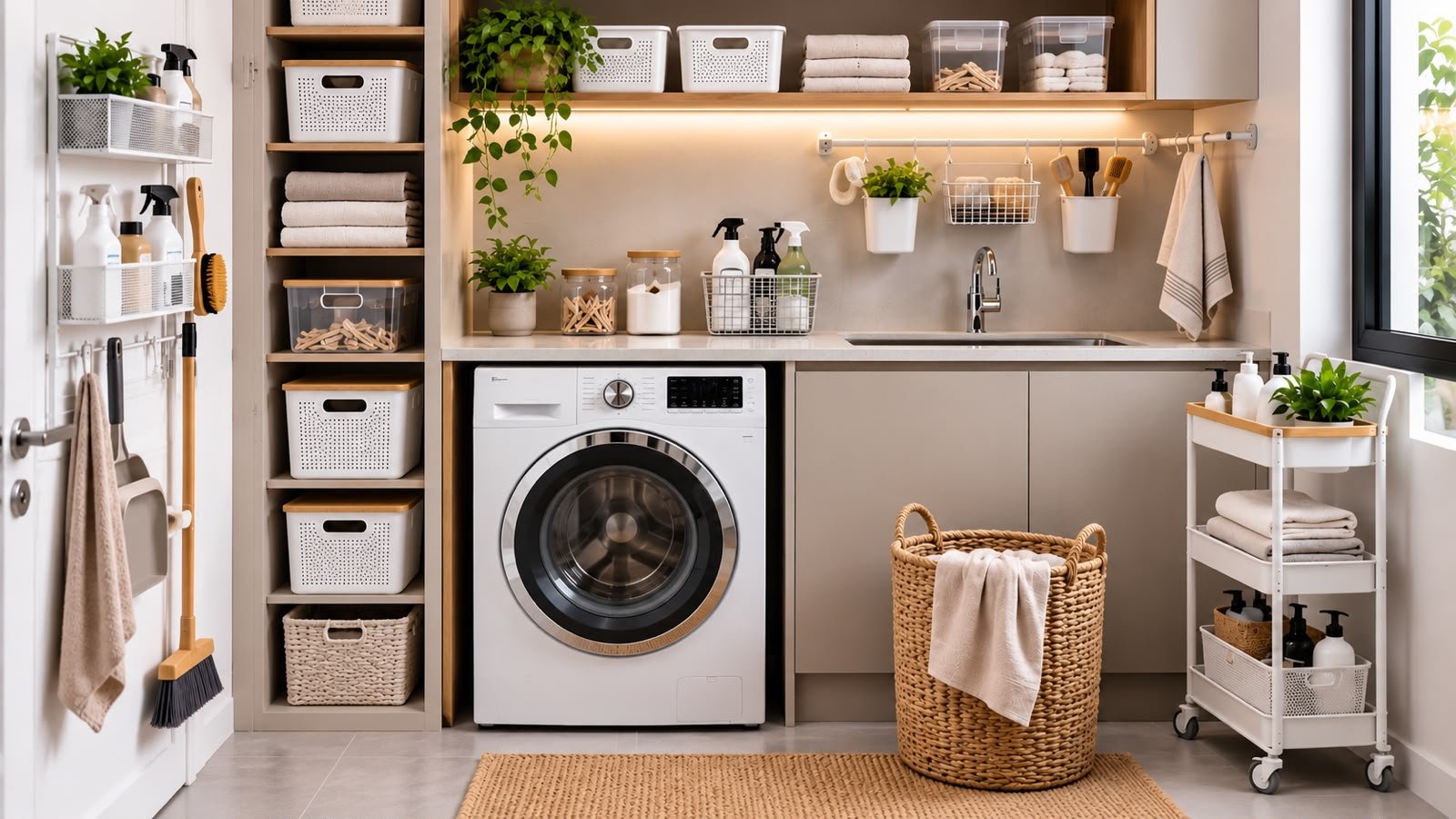 🧺 Como Organizar uma Lavanderia Pequena: 7 Soluções Inteligentes para Ganhar Espaço
